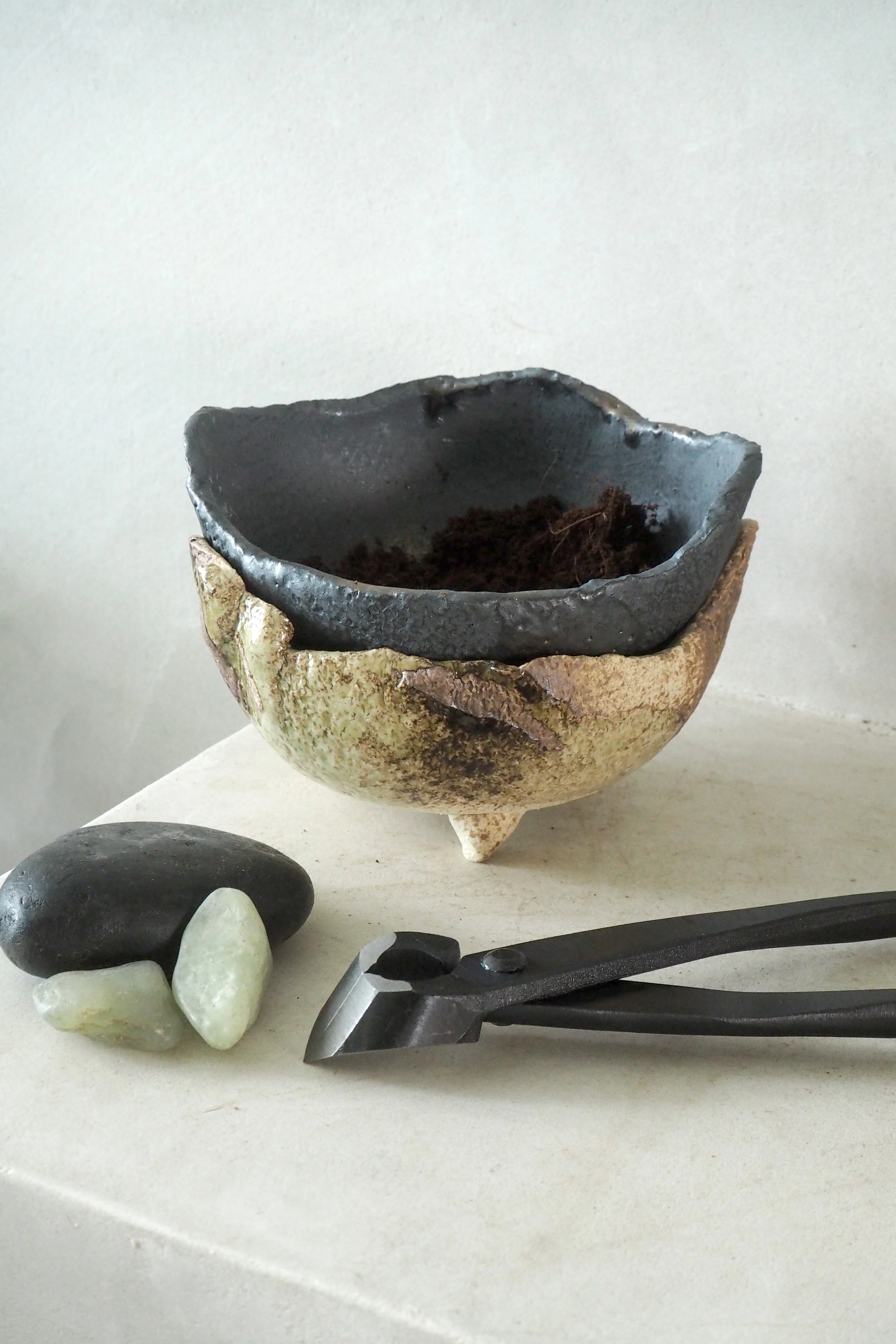 Japansk bonsai krukke, håndlavet, sort - Image 7
