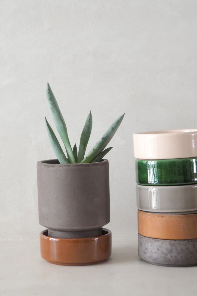 Hoff krukke, raw grey + grå underskål, gulvkrukke - Image 3