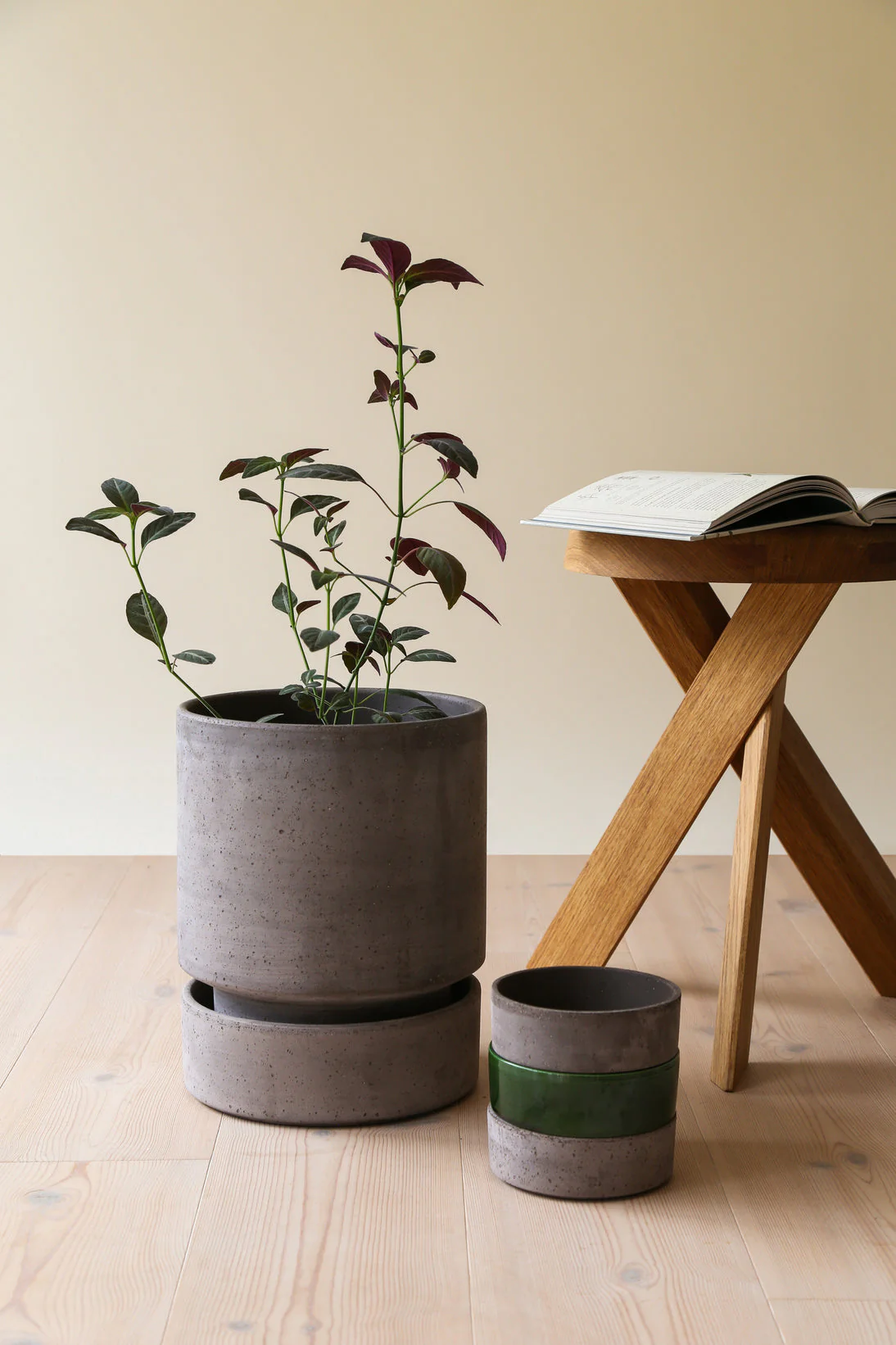 Hoff krukke, raw grey + raw grey underskål, gulvkrukke - Image 4