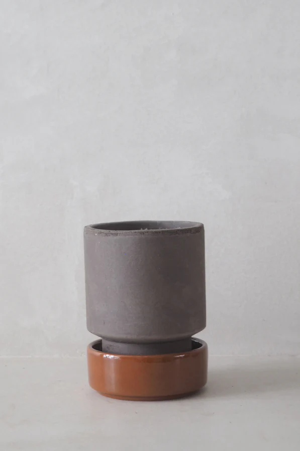 Hoff krukke, raw grey + rust underskål