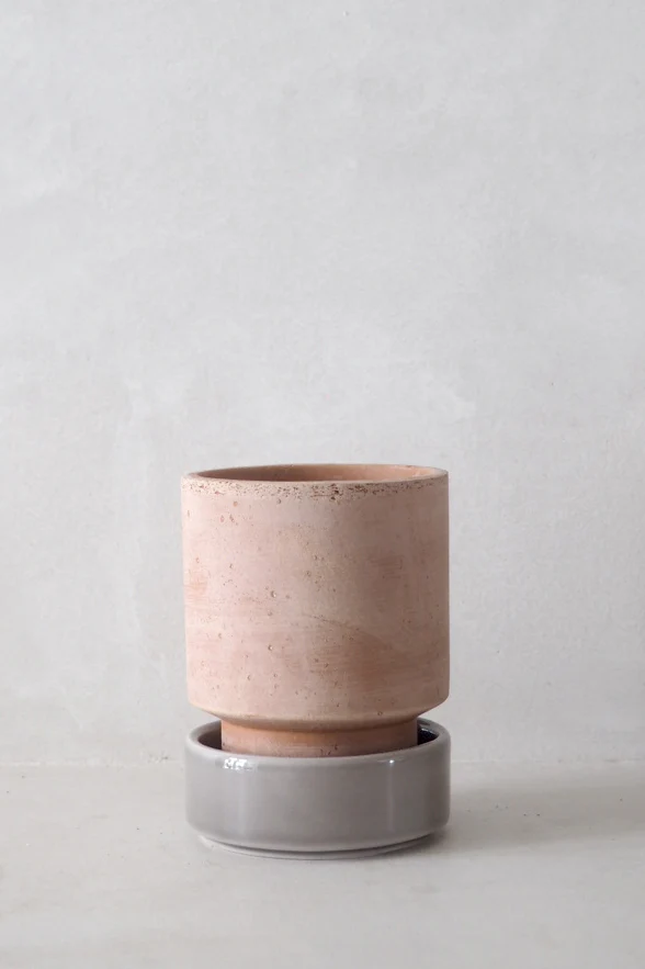 Hoff krukke, raw rosa + grå underskål