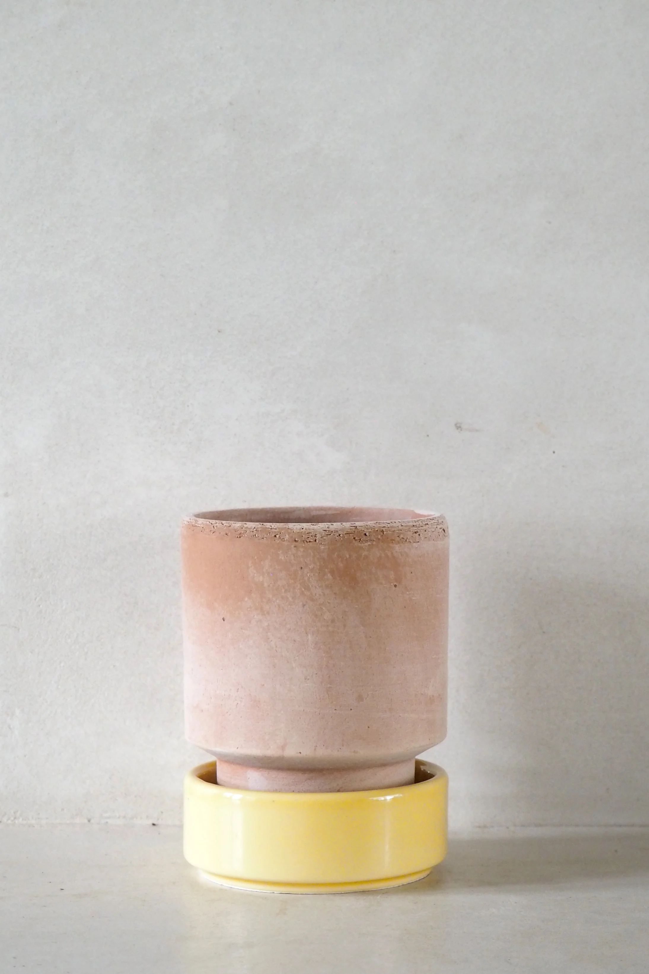 Hoff krukke, raw rosa + Pale Yellow underskål