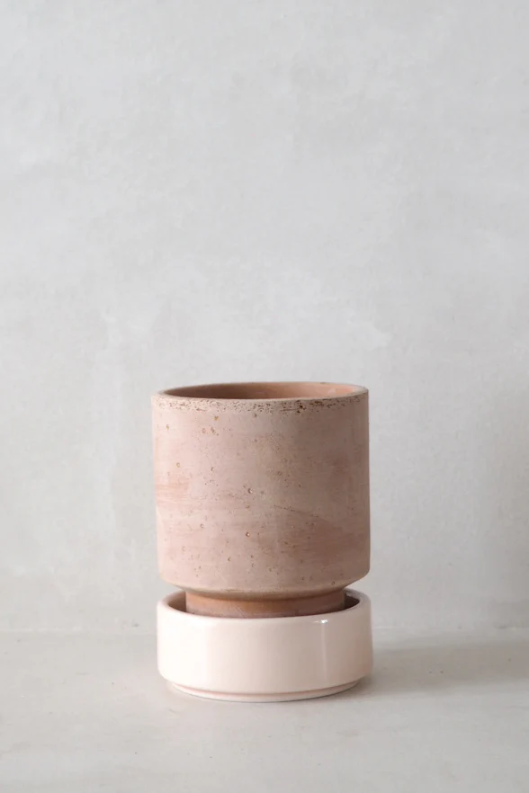 Hoff krukke, raw rosa + rosa underskål